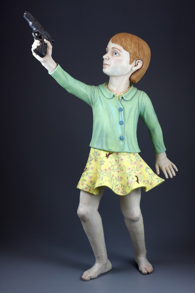 Ceramics, figurative, sculpture, clay sculptures, fine art for sale, figurine, wolf, rabbits, animals, hybrids, children, little girls, women, feminist, social commentary, pottery, busts, portraits, drawings, tiles, cups, cast iron, metal, charcoal, pencil, watercolor, ink, installation, exquisite corpse, nudes, surrealism, contemporary art, gender, tchotchke, kitsch, pop surrealism, postmodernism, domestic, beauty, familial roles, gender roles, low art, Madonna, gun control, gun culture, flower art, buy fine art, collect fine art, art collectors, art collections, fine art collectible, famous artist, renowned artist, valuable art, museum art, museum quality