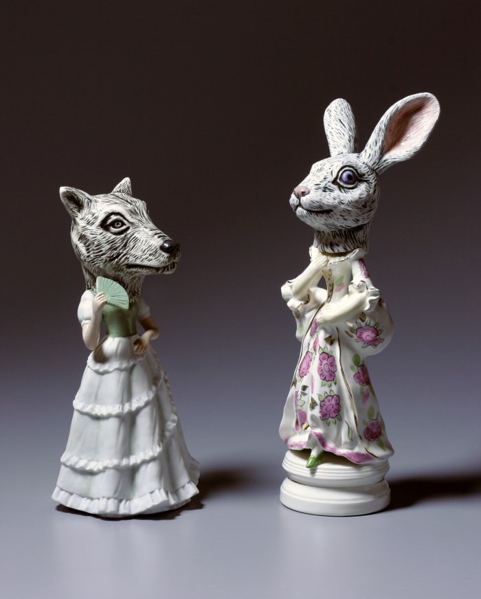Ceramics, figurative, sculpture, clay sculptures, fine art for sale, figurine, wolf, rabbits, animals, hybrids, children, little girls, women, feminist, social commentary, pottery, busts, portraits, drawings, tiles, cups, cast iron, metal, charcoal, pencil, watercolor, ink, installation, exquisite corpse, nudes, surrealism, contemporary art, gender, tchotchke, kitsch, pop surrealism, postmodernism, domestic, beauty, familial roles, gender roles, low art, Madonna, gun control, gun culture, flower art, buy fine art, collect fine art, art collectors, art collections, fine art collectible, famous artist, renowned artist, valuable art, museum art, museum quality