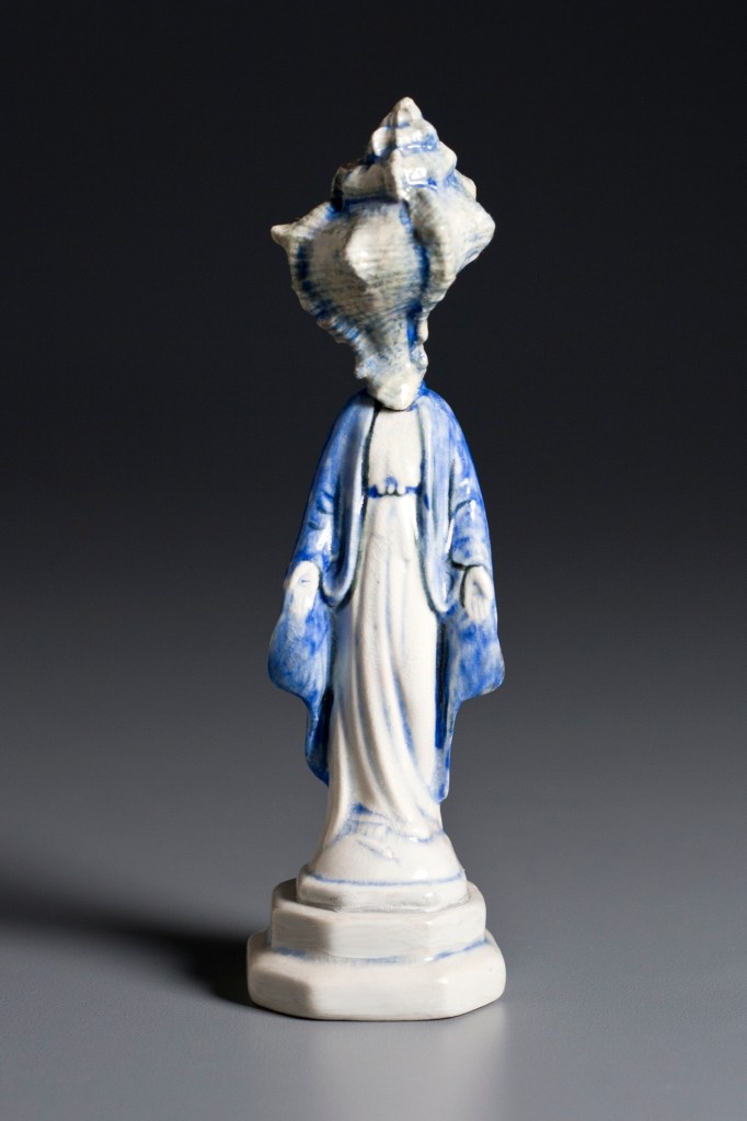 Sea Virgin, 2012, porcelain, glaze, oils, 6.25" x  1.75" x 1.75".