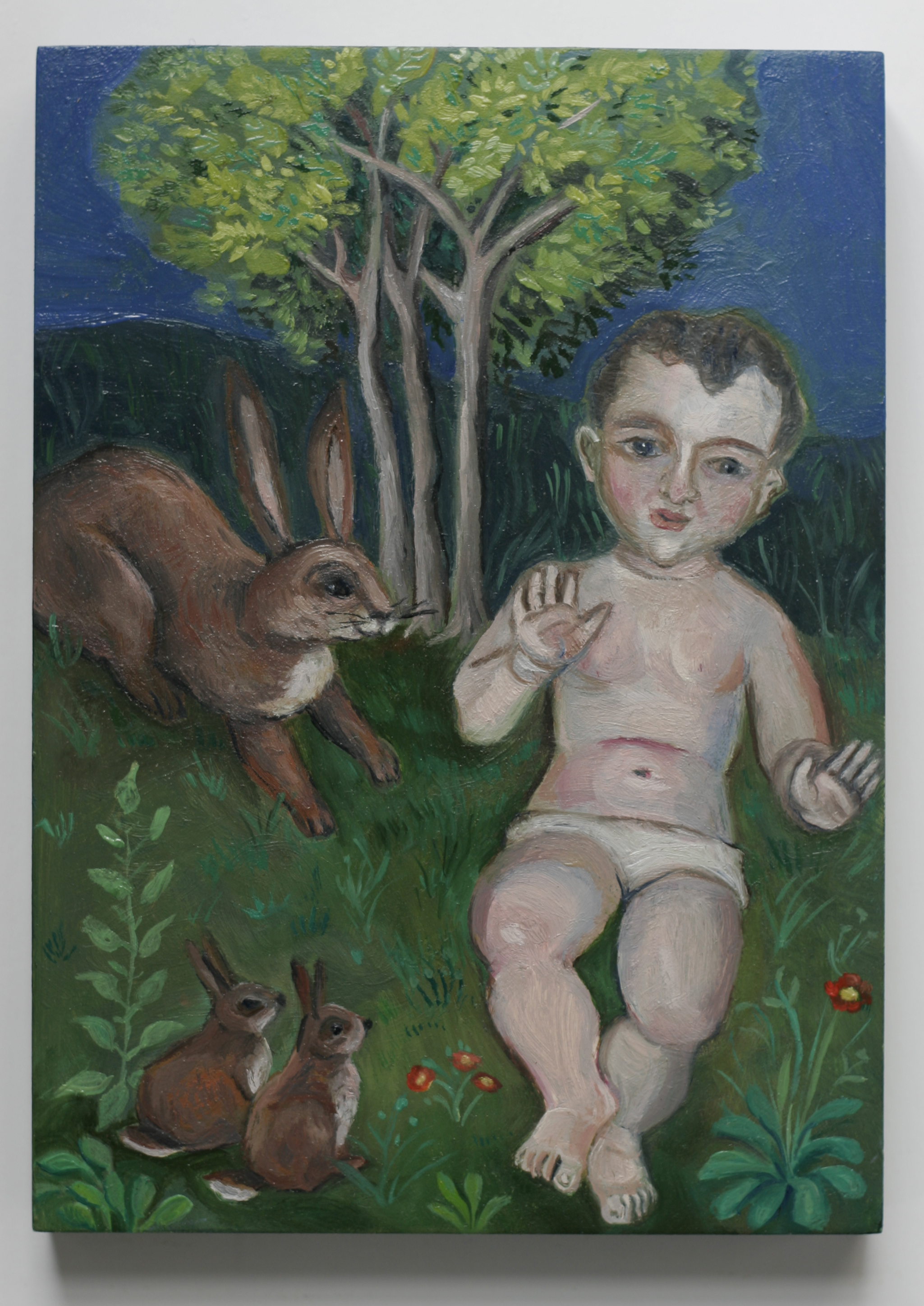 Baby with Rabbits
