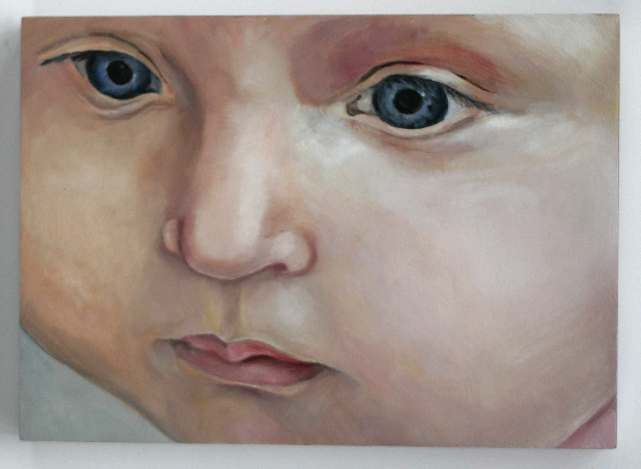 Painting of baby, closeup of face