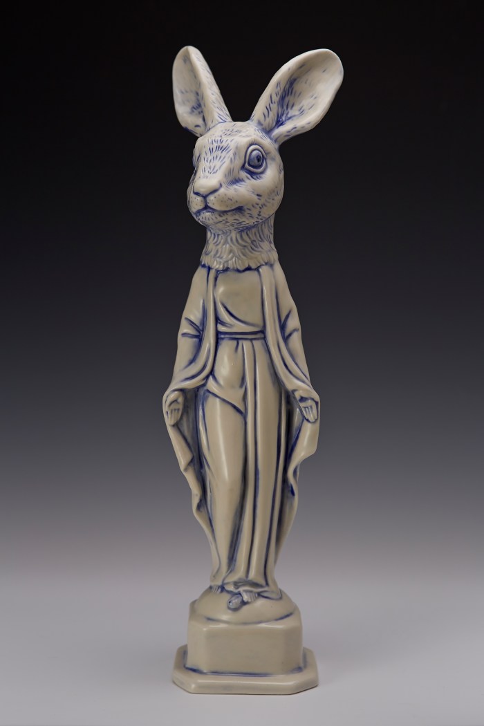 Ceramics, figurative, sculpture, clay sculptures, fine art for sale, figurine, wolf, rabbits, animals, hybrids, children, little girls, women, feminist, social commentary, pottery, busts, portraits, drawings, tiles, cups, cast iron, metal, charcoal, pencil, watercolor, ink, installation, exquisite corpse, nudes, surrealism, contemporary art, gender, tchotchke, kitsch, pop surrealism, postmodernism, domestic, beauty, familial roles, gender roles, low art, Madonna, gun control, gun culture, flower art, buy fine art, collect fine art, art collectors, art collections, fine art collectible,madonnas, holy mary, mother mary, virgin mary, goddess, Christianity, religion, religious figurine, religious statue, animism, mythology, fairy tale
