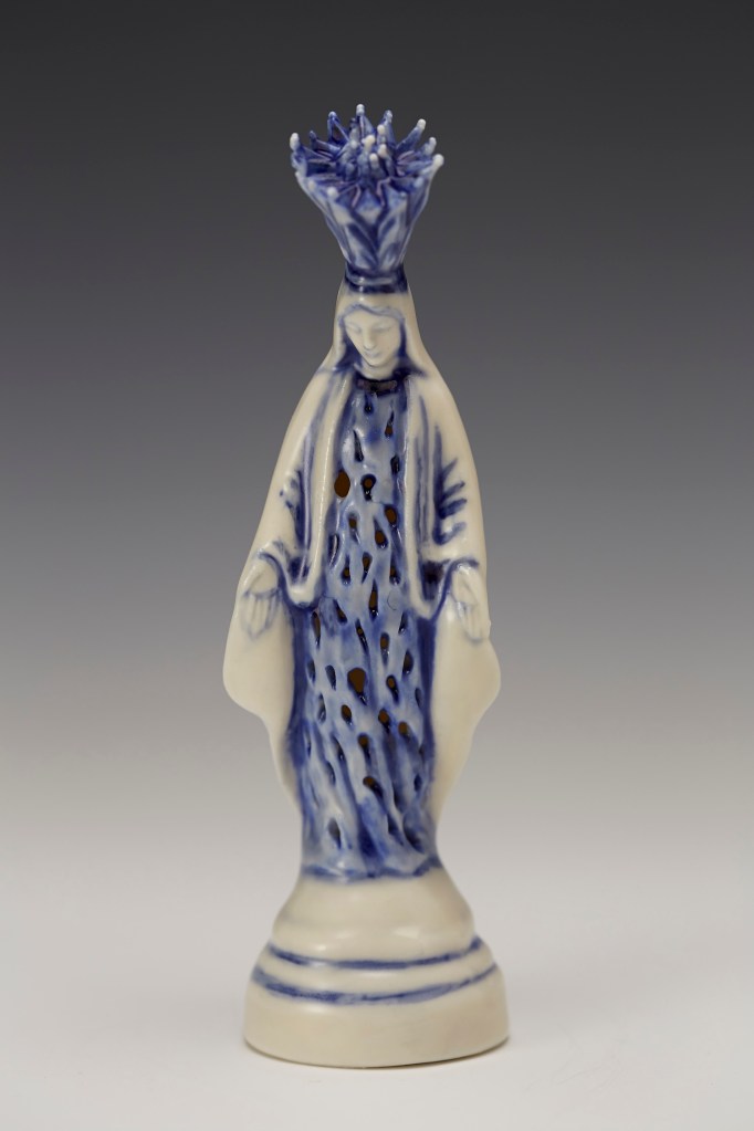 Ceramics, madonnas, figurative, sculpture, clay sculptures, fine art for sale, figurine, wolf, rabbits, animals, hybrids, children, little girls, women, feminist, social commentary, pottery, busts, portraits, drawings, tiles, cups, cast iron, metal, charcoal, pencil, watercolor, ink, installation, exquisite corpse, nudes, surrealism, contemporary art, gender, tchotchke, kitsch, pop surrealism, postmodernism, domestic, beauty, familial roles, gender roles, low art, Madonna, gun control, gun culture, flower art, buy fine art, collect fine art, art collectors, art collections, fine art collectible, famous artist, renowned artist, valuable art, museum art, museum quality, religious statues, virgin mary, madonna