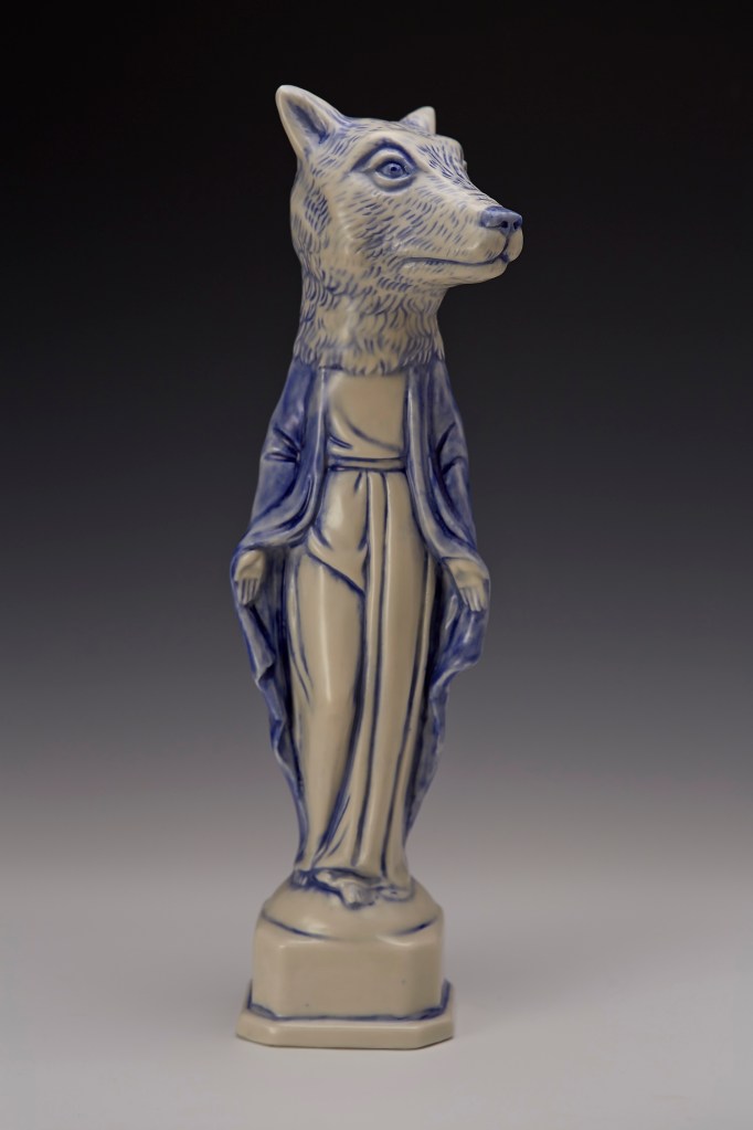 Ceramics, madonnas, figurative, sculpture, clay sculptures, fine art for sale, figurine, wolf, rabbits, animals, hybrids, children, little girls, women, feminist, social commentary, pottery, busts, portraits, drawings, tiles, cups, cast iron, metal, charcoal, pencil, watercolor, ink, installation, exquisite corpse, nudes, surrealism, contemporary art, gender, tchotchke, kitsch, pop surrealism, postmodernism, domestic, beauty, familial roles, gender roles, low art, Madonna, gun control, gun culture, flower art, buy fine art, collect fine art, art collectors, art collections, fine art collectible, famous artist, renowned artist, valuable art, museum art, museum quality, religious statues, virgin mary, madonna