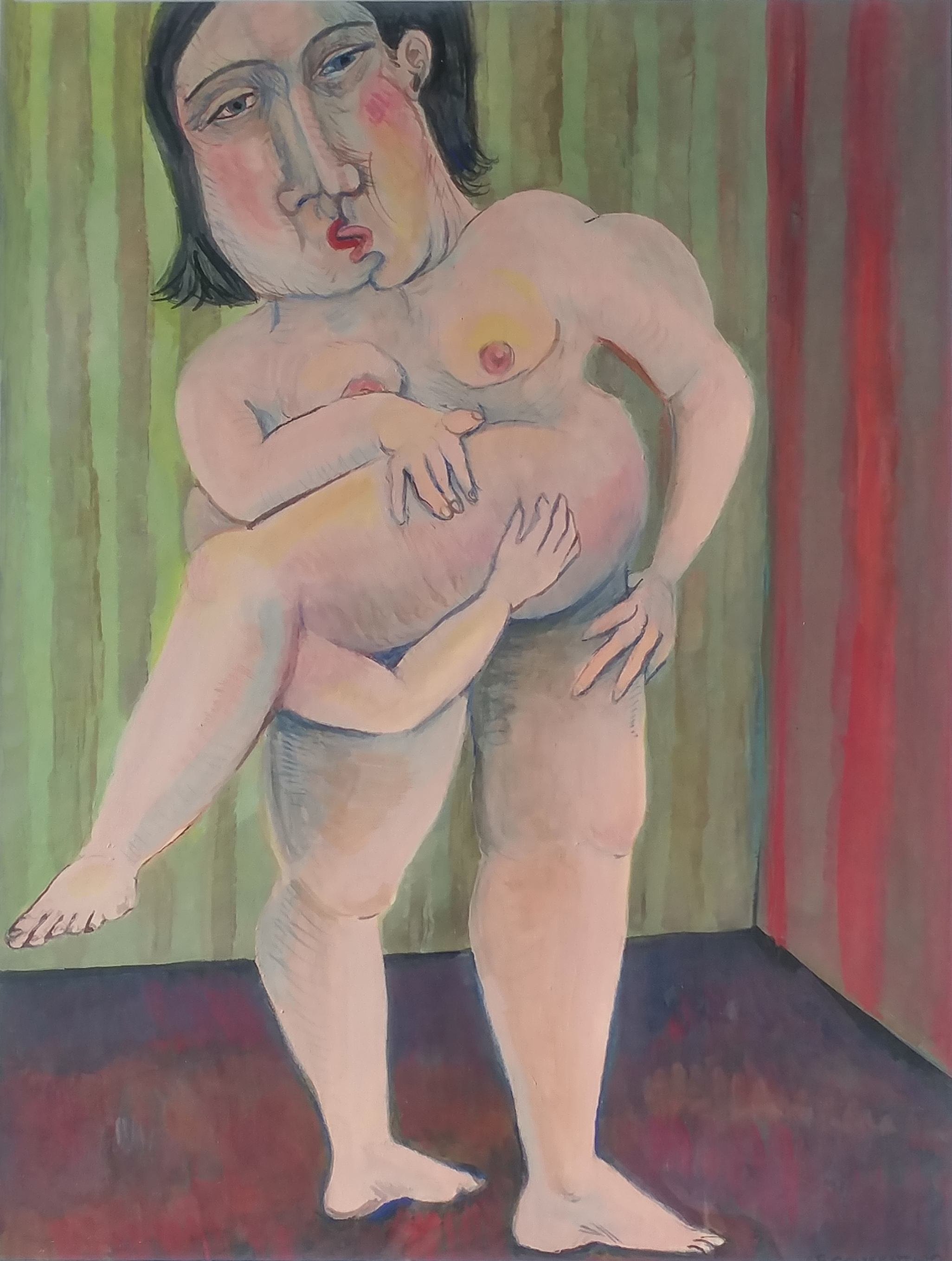 painting on paper, gouache, fine art, lovers,