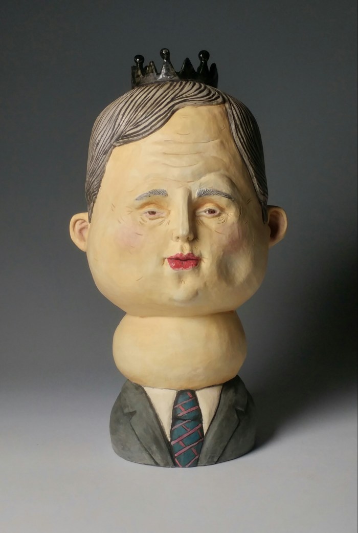 ceramics, figure, clay, vase, king, political commentary.